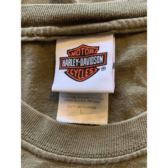 Harley Davidson Men's Sz Large Shirt Army Green Cut Off West Palm Beach Florida - Picture 4 of 6